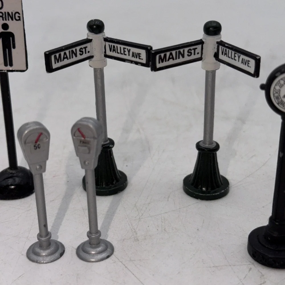 Vintage Lemax Village Main Street Sign Clock Mailbox Parking Meter Mixed LOT 11